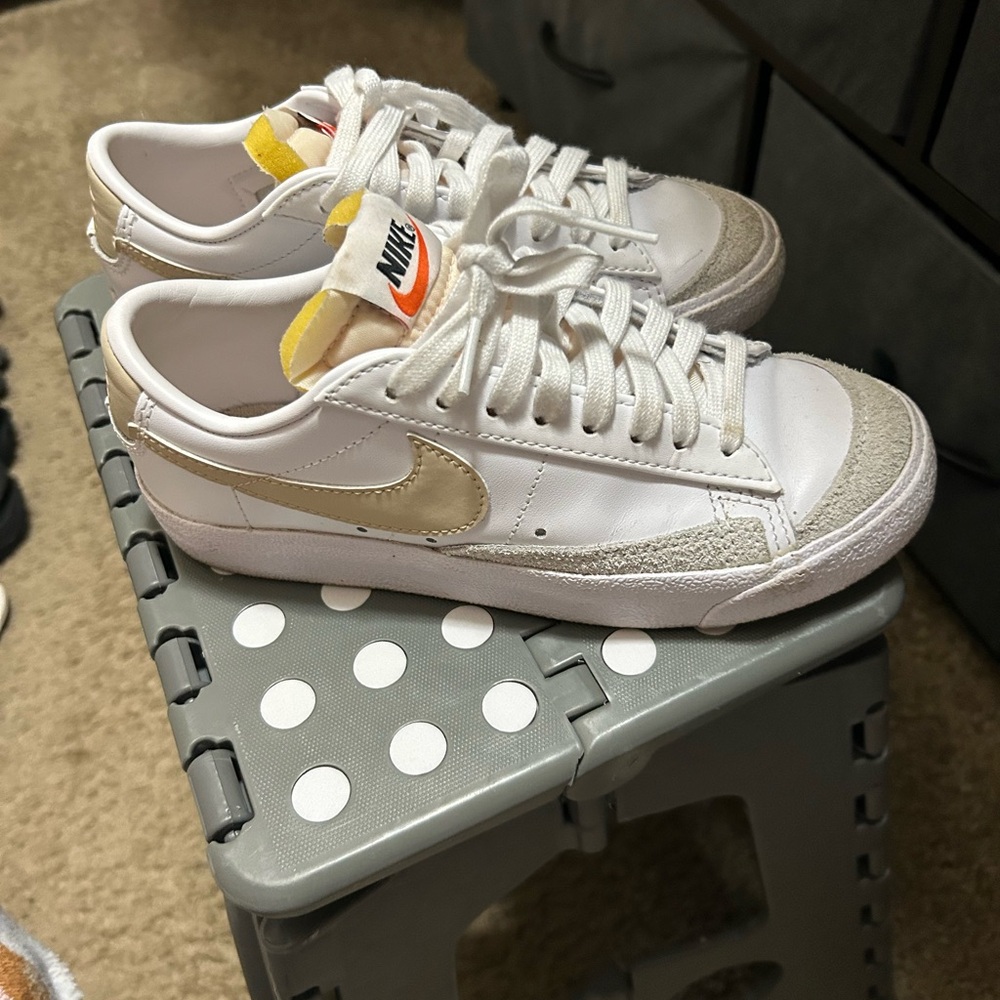 Nike White and Yellow Blazers Sneakers